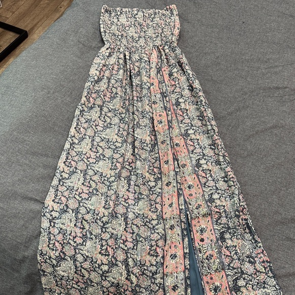 RAGA Strapless Floral Maxi Dress in Pink and Blue - Picture 1 of 3